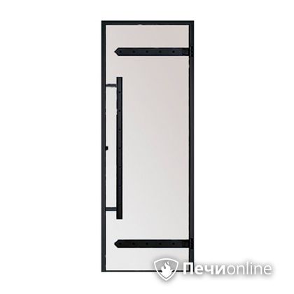 Дверь для бани Harvia Стеклянная дверь для сауны LEGEND 7/19 черная коробка сосна сатин D71905МL в Ставрополе